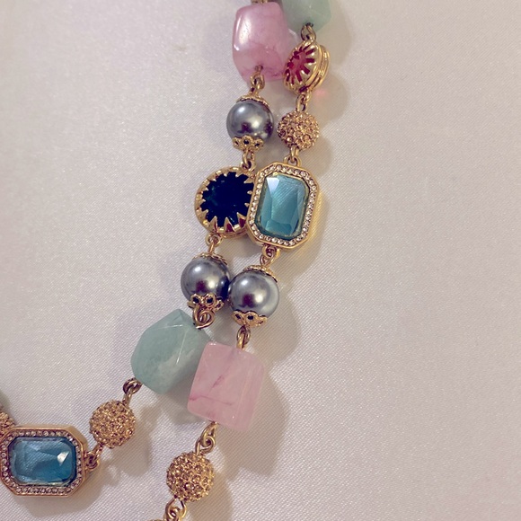 NWT Talbots semiprecious multi colored gold tone 2 strand necklace - Picture 4 of 8
